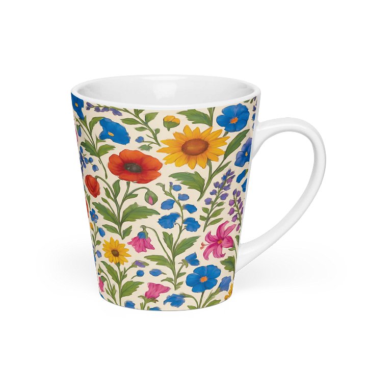 Medieval Floral Print Latte Mug – Colorful Vintage-Inspired Drinkware for Kitchen & Dining product image (2)
