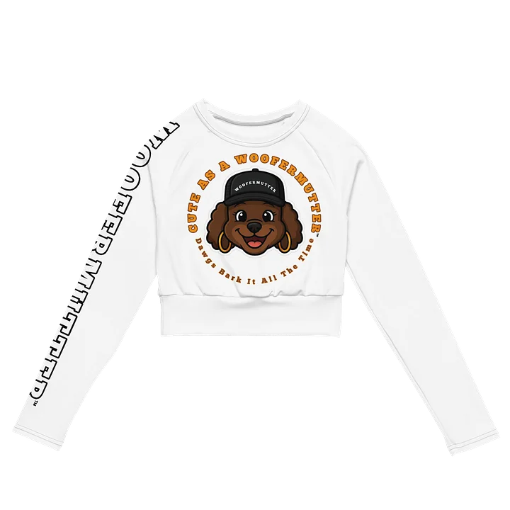 Cute As A WooferMutter™ Long Sleeve White Crop Top product image (2)
