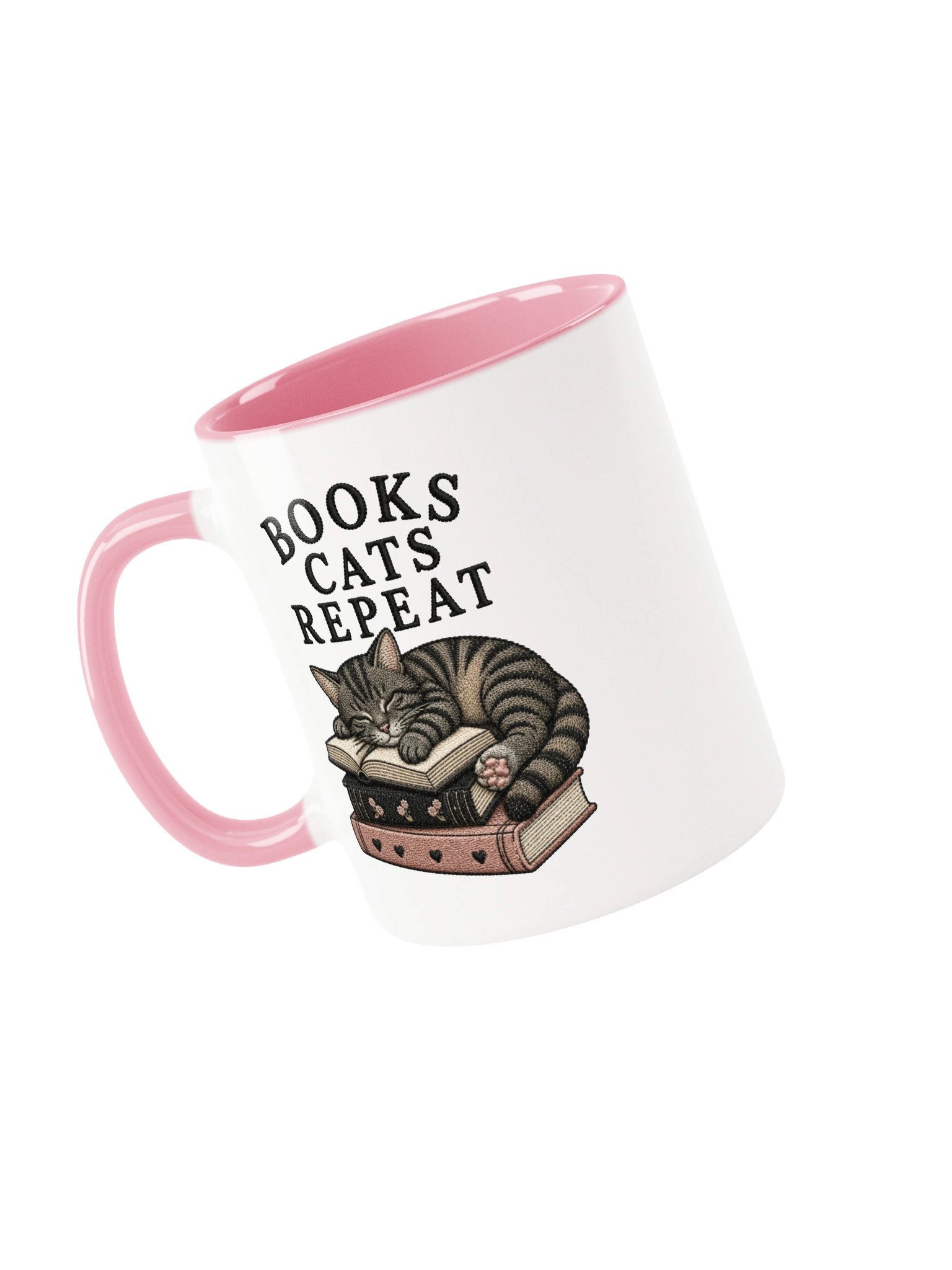 Books Cats Repeat Mug | Book Lover Gift for Cat Lovers product image (6)