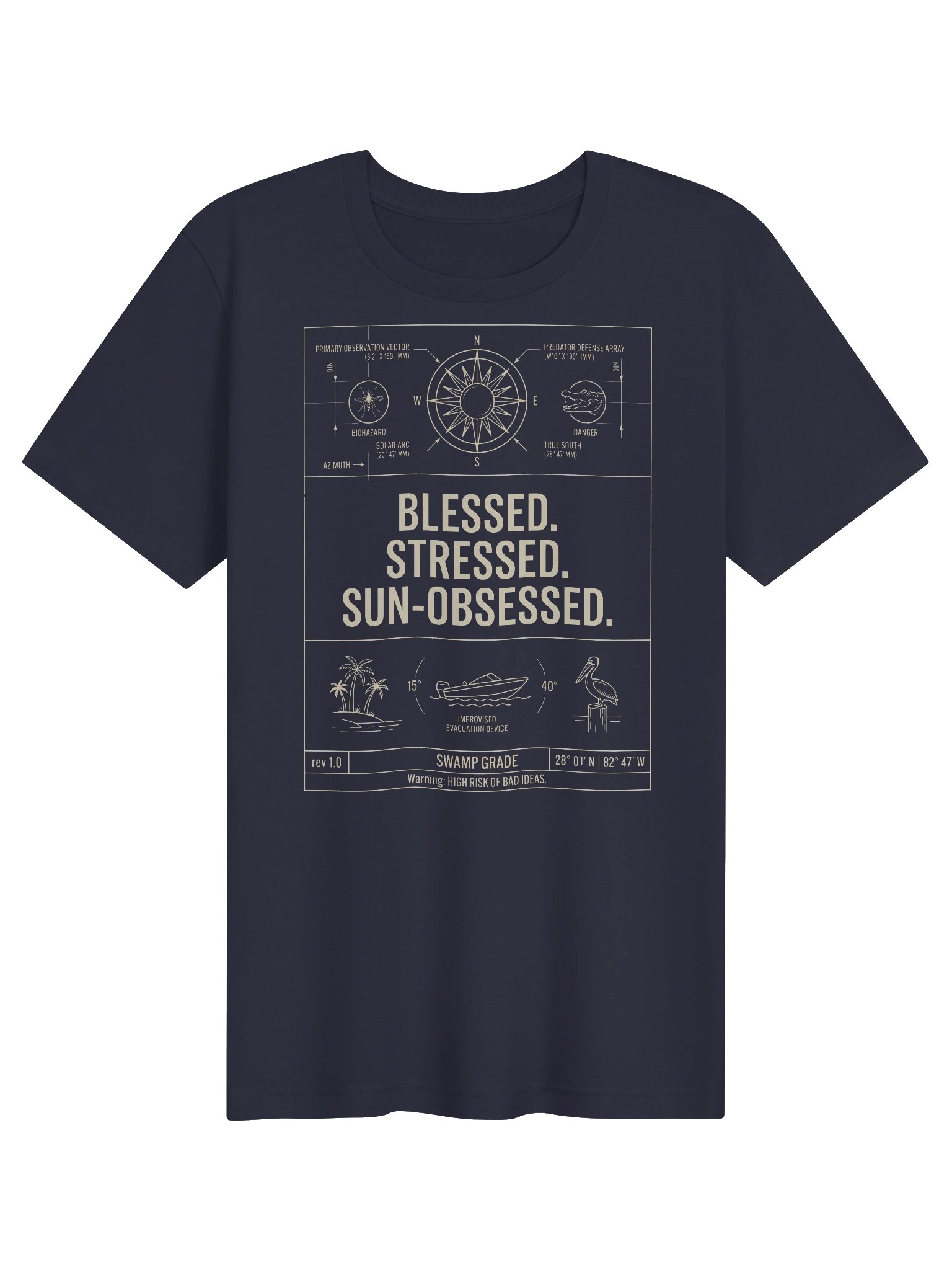 Florida Beach Vacation Shirt Sun-Obsessed Blueprint Design Tee product image (1)