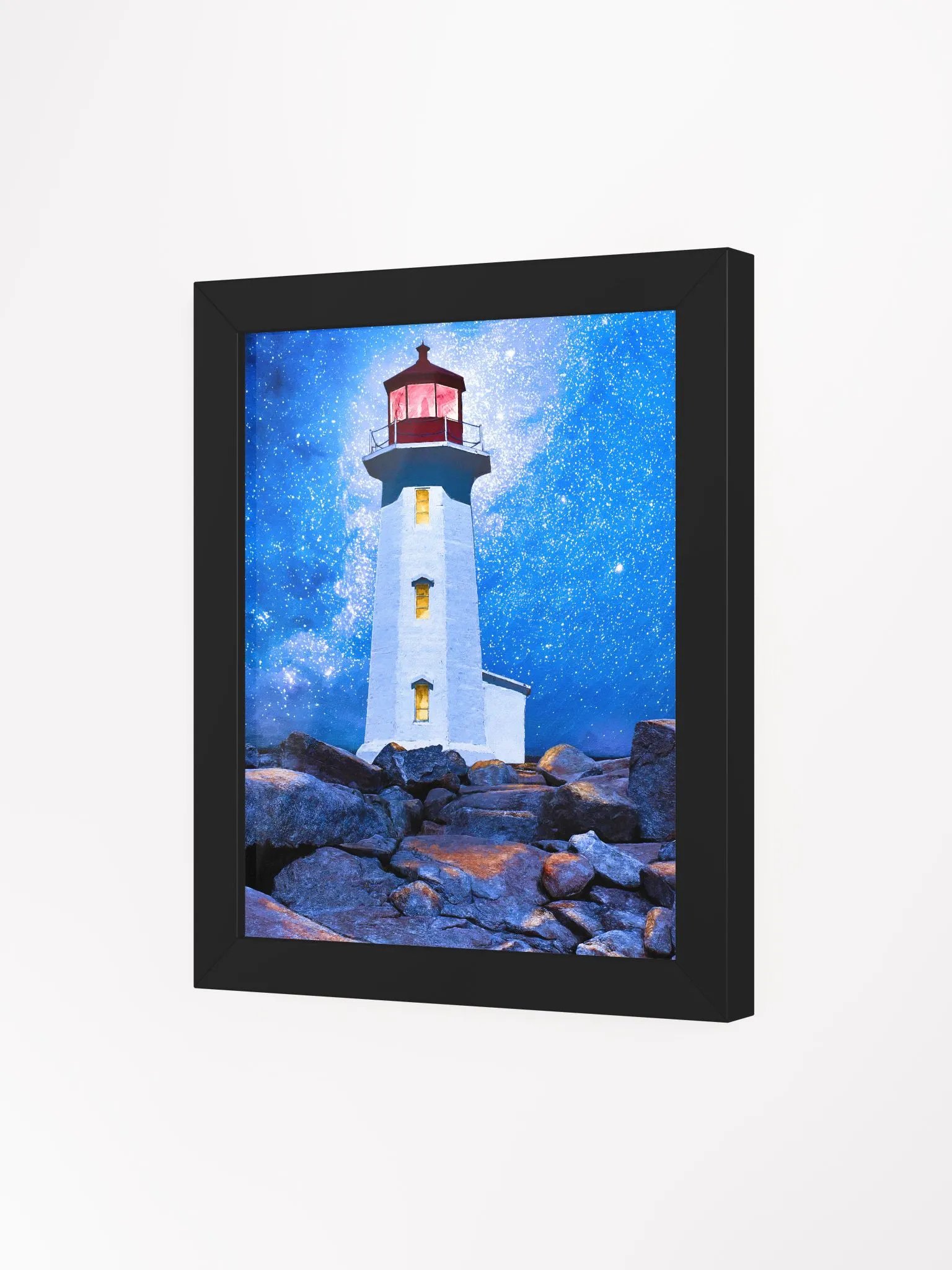 Peggy's Cove Lighthouse By Night - Nova Scotia Studio Framed Print product image (3)