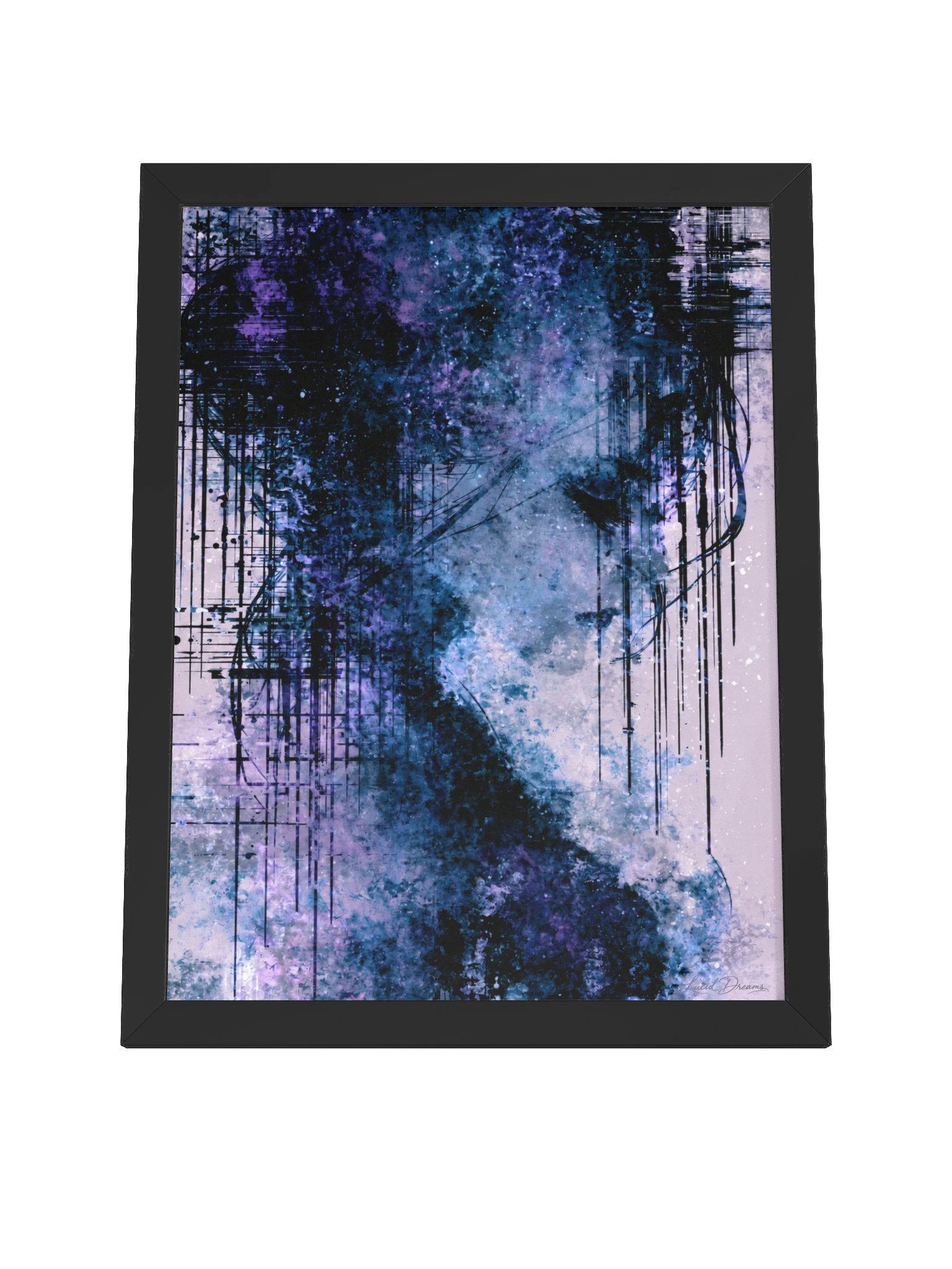 Abstract Blue Portrait Framed Art Print — Echoes in the Static product image (8)