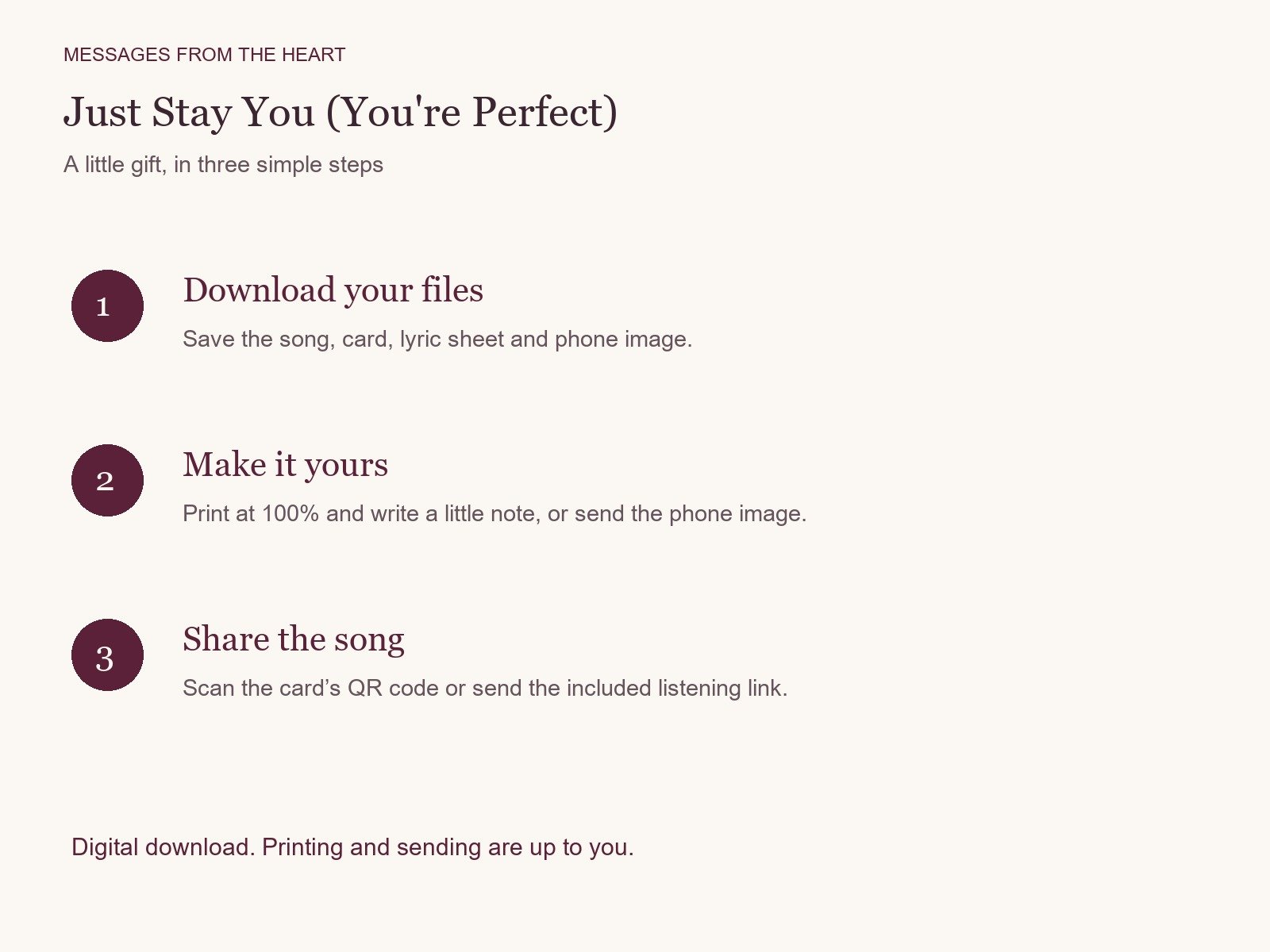 Just Stay You (You're Perfect) — Printable Song Gift product image (3)