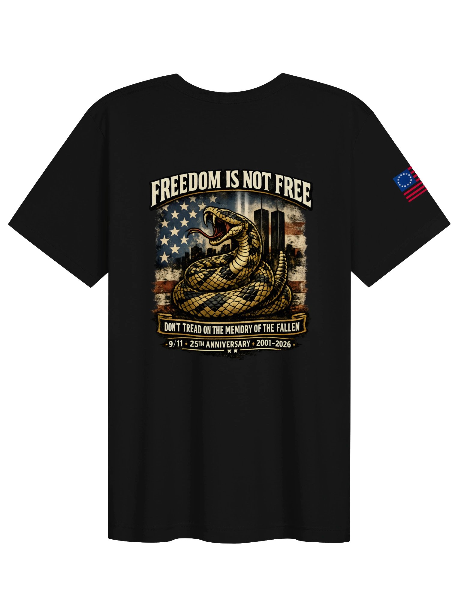 Gadsden Flag 9/11 25th Anniversary Shirt, Freedom Is Not Free Never Forget Memorial Tee, 2001–2026 Patriotic Snake Shirt product image (2)