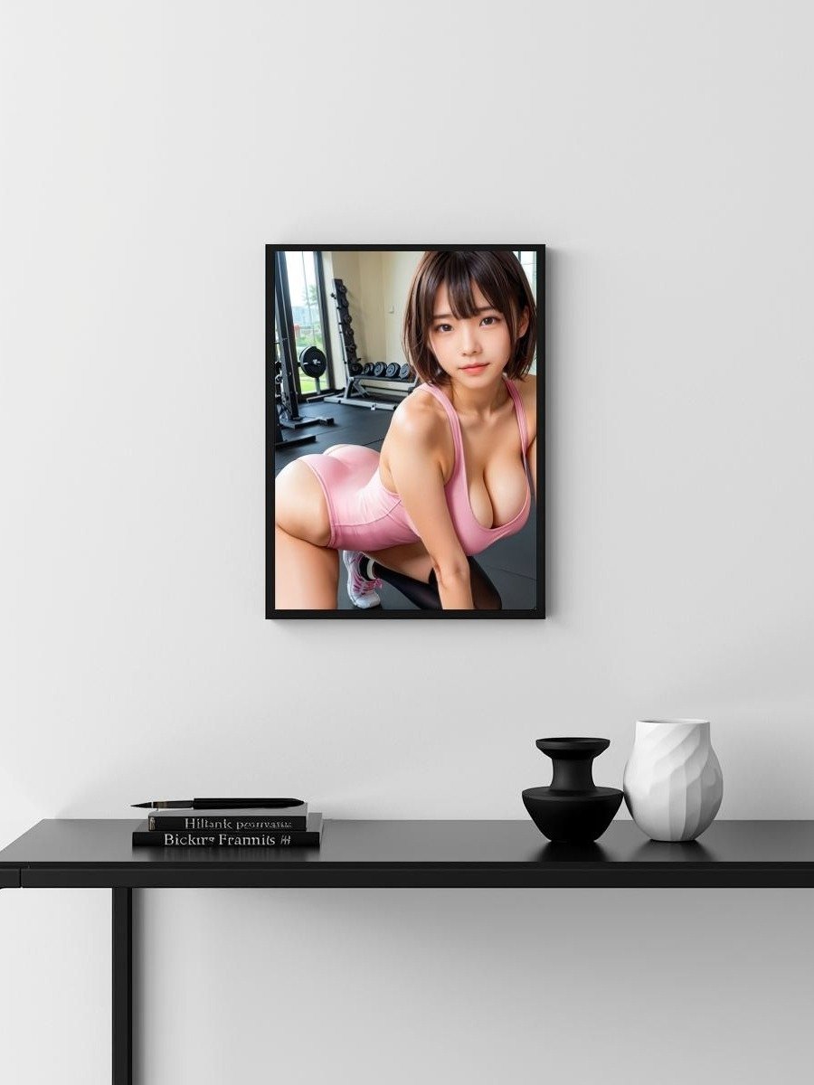 Fitness Gym Girl 8x10 Metal Wall Art – Pink Bodysuit Model Metal Poster product image (3)