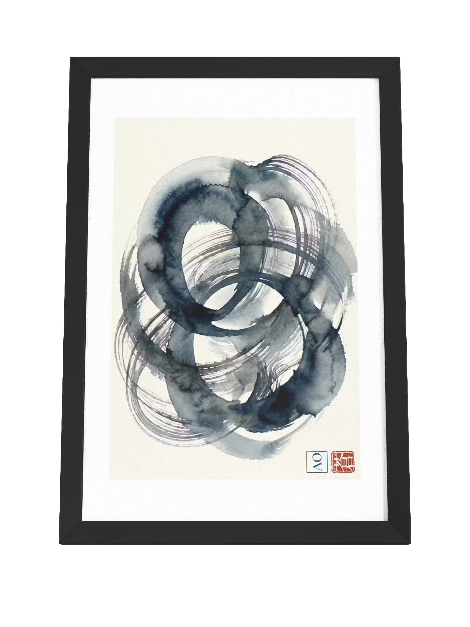 Japanese Indigo Ink Art Print | Eternal Echo No.02 | Framed Wall Art - AO Japan Blue product image (4)