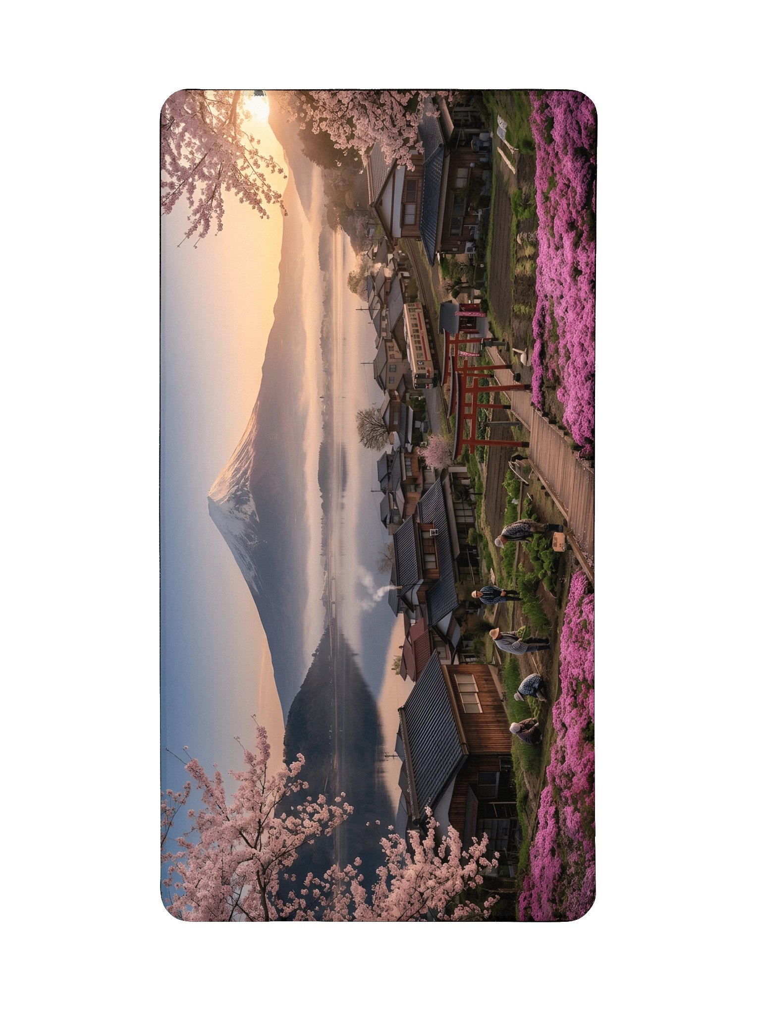 Mount Fuji Village Pink Moss Desk Mat 15.5" x 31.5" product image (2)