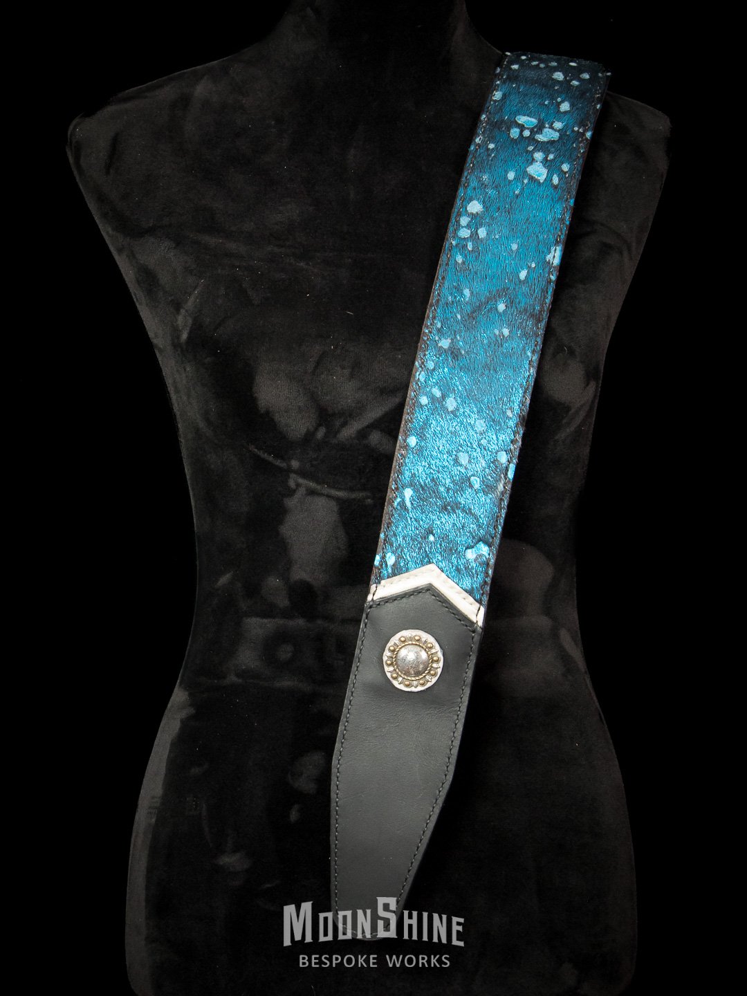 Blue Metallic Acid Wash Hair on Hide Guitar Strap product image (2)
