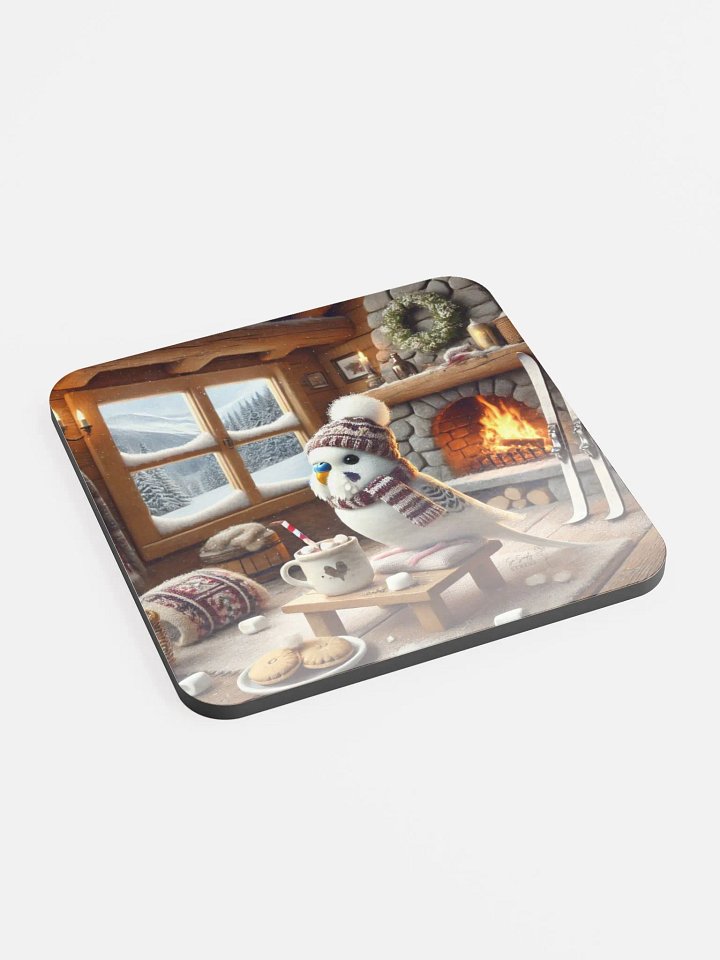 Perch & Sip – Glossed Cork Coaster with Parakeet Art 7 product image (2)