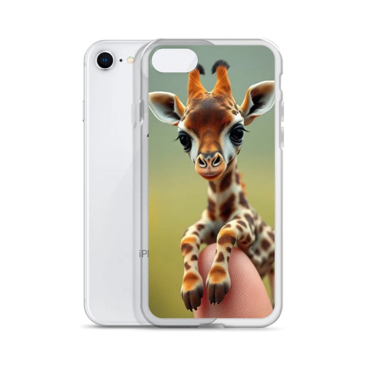 Miniature Giraffe on a Finger Clear iPhone Case product image (51)