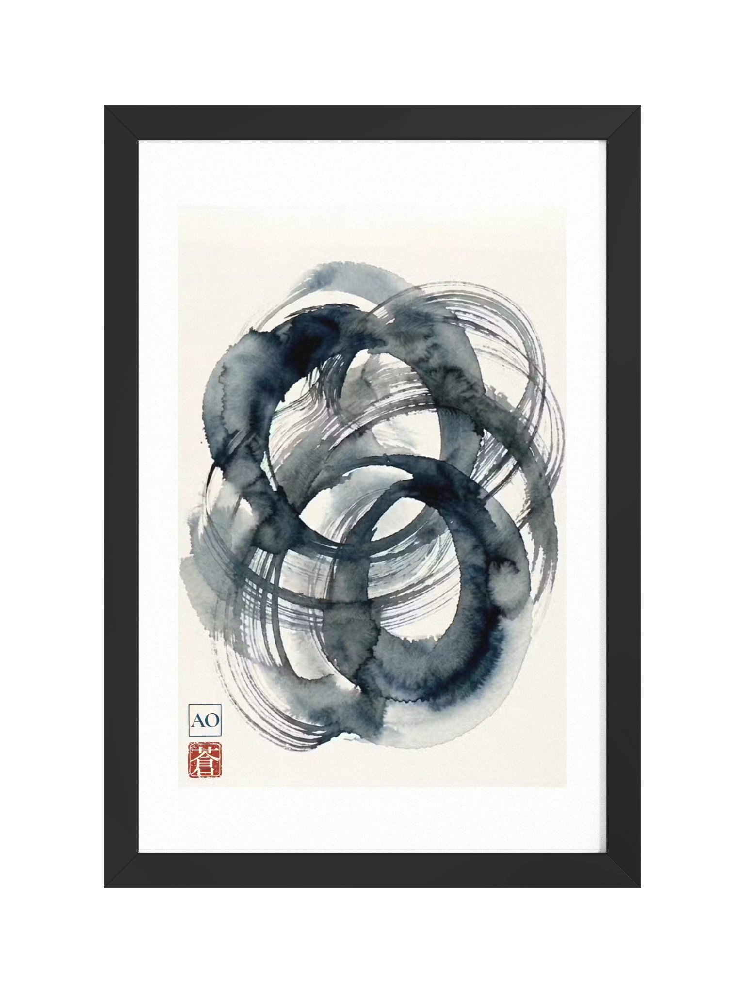 Japanese Indigo Ink Art Print | Eternal Echo No.02 | Framed Wall Art - AO Japan Blue product image (1)