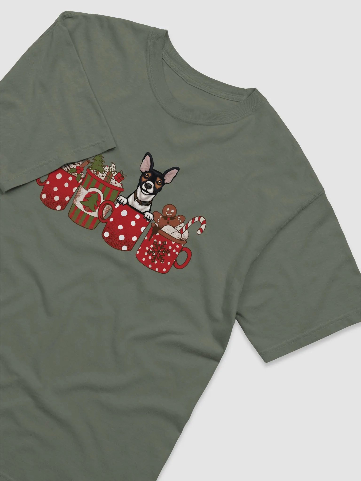Cute Rat Terrier in a Christmas Cup T-Shirt | Funny Christmas Pup in a Cup product image (21)