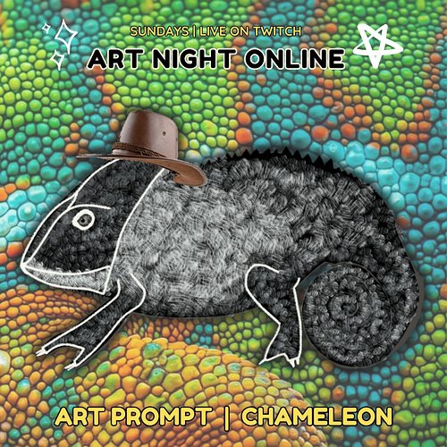 It's Sunday so we play #tunes and make #art! Join us on #Twitch NOW! Today your prompt is #Chameleon! Art by the amazing Doct...