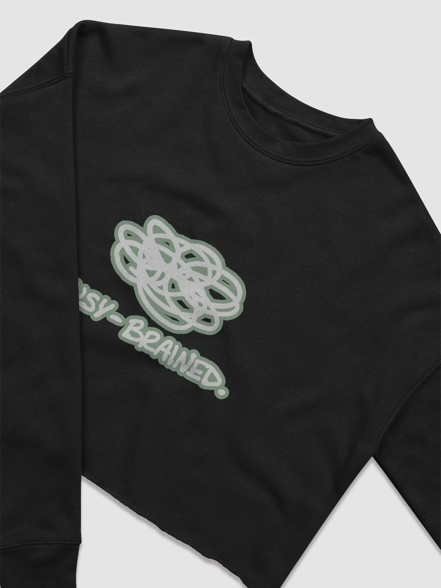 BUSY-BRAINED (lined design, #96B697) Women's Fleece Crop Sweatshirt product image (1)