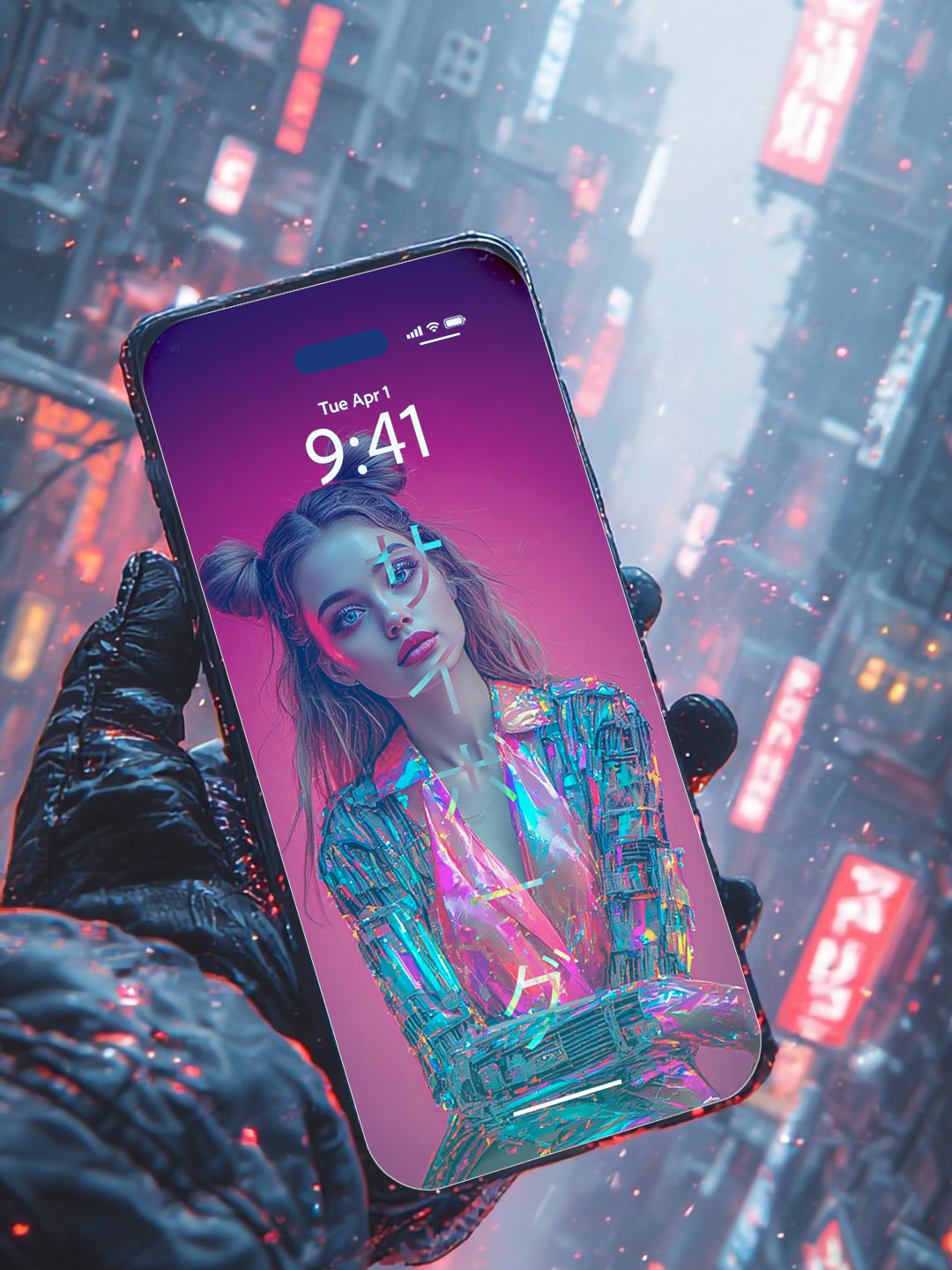 CYBORG_2096 // Glitch & Neon Wallpaper Pack product image (2)