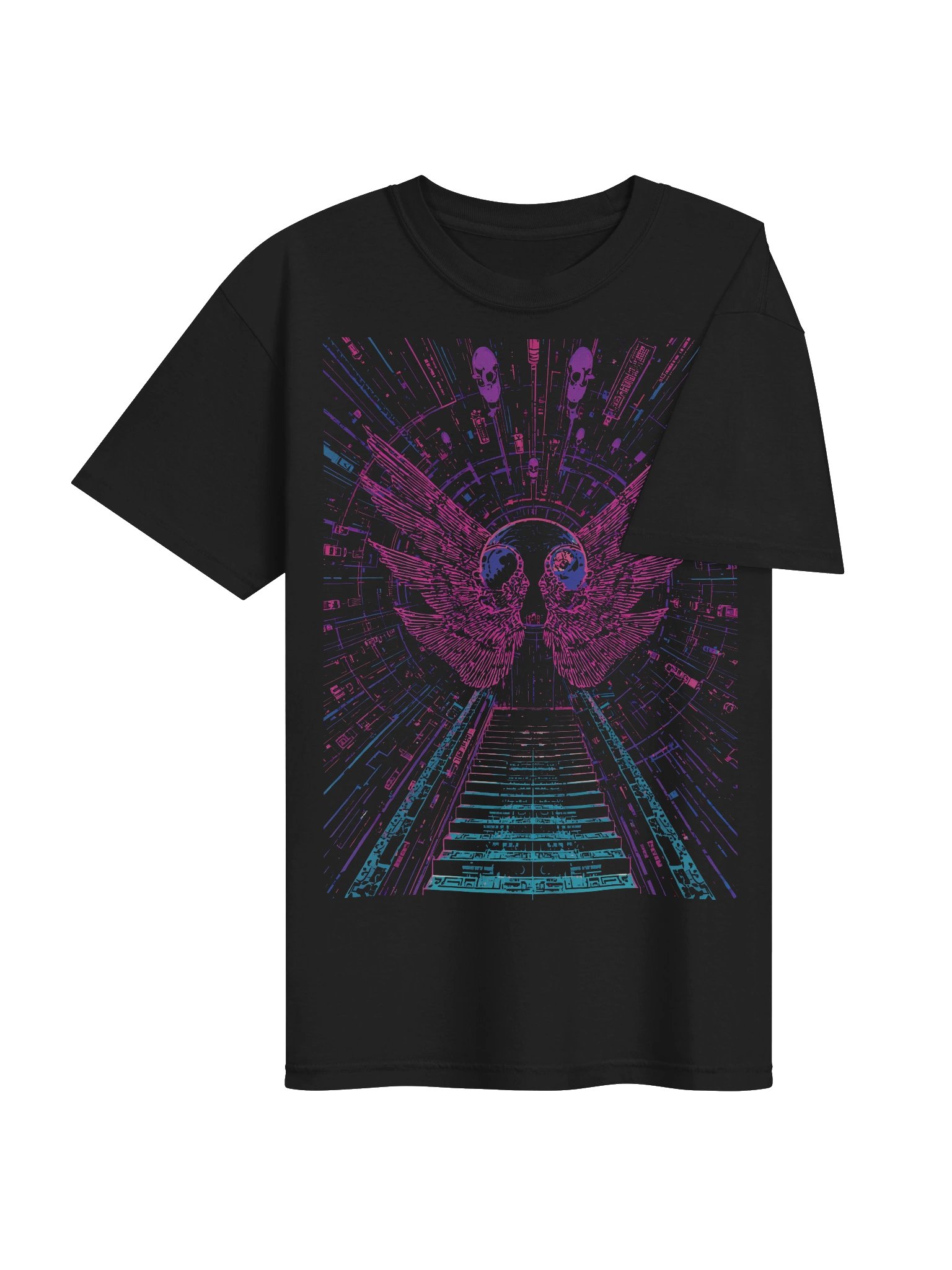 Neon Winged Skull Stairway Heavyweight T-Shirt product image (7)