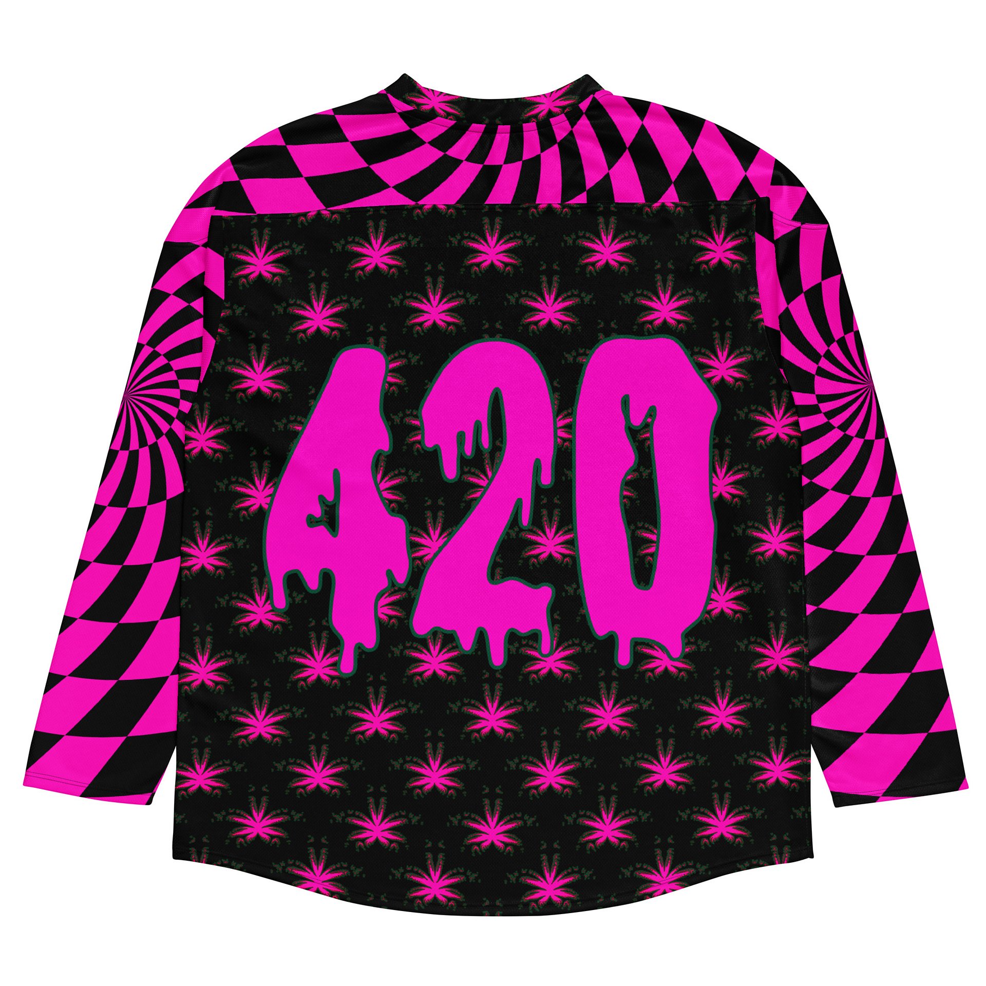 Twisted 420 Rave Hockey Jersey, Trippy Techno EDM Top, Psychedelic Spiral Cannabis Clothing, Weird Weed Festival Wear, Pot Leaf Stoner Shirt product image (2)