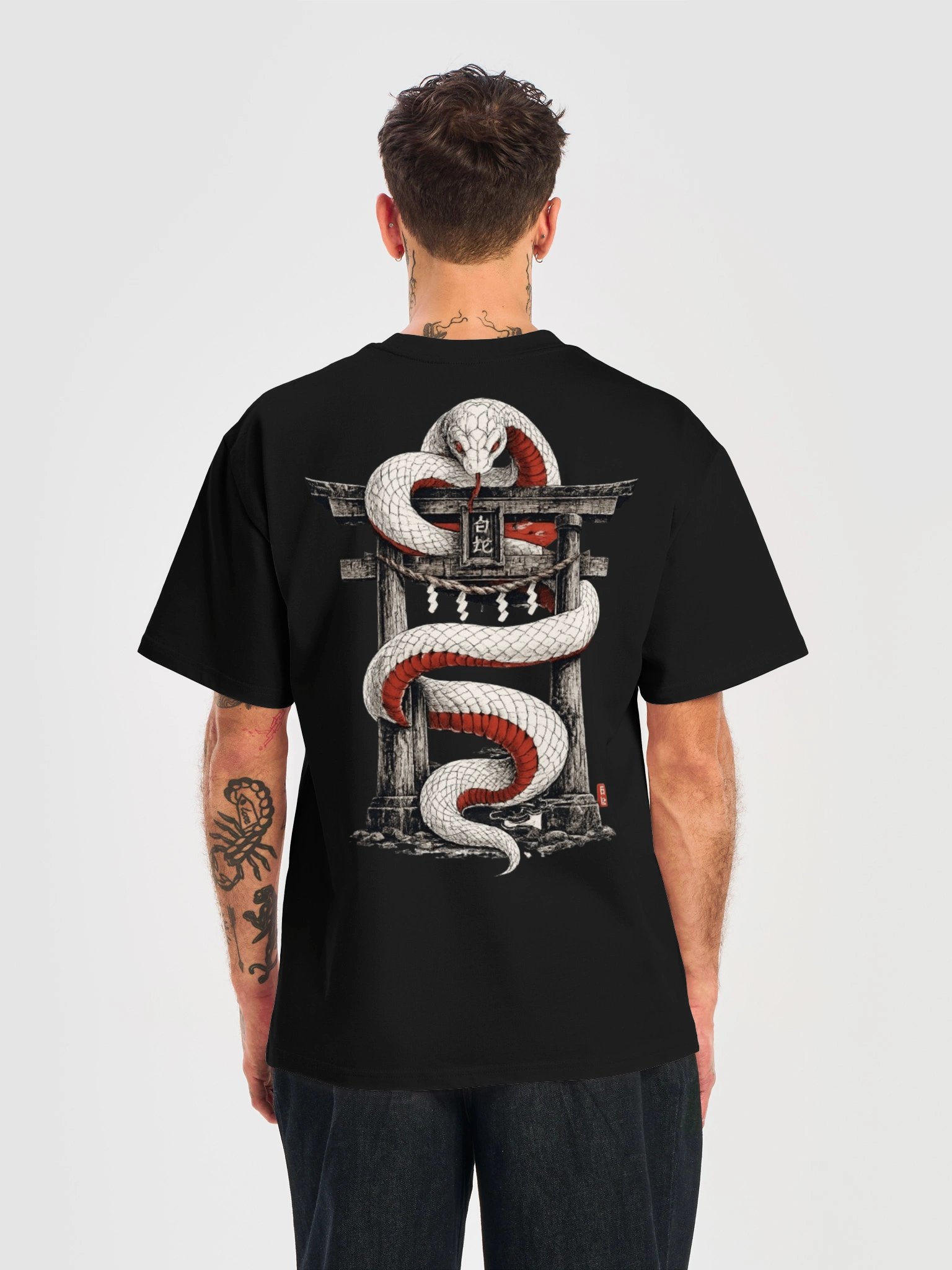 White Snake – Japanese Yokai Oversized Graphic T-Shirt | Japanese Folklore Streetwear product image (2)
