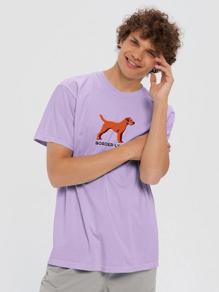 Border-ly Love T-Shirt(Embroidered) of a Border Terrier(Red) product image (2)