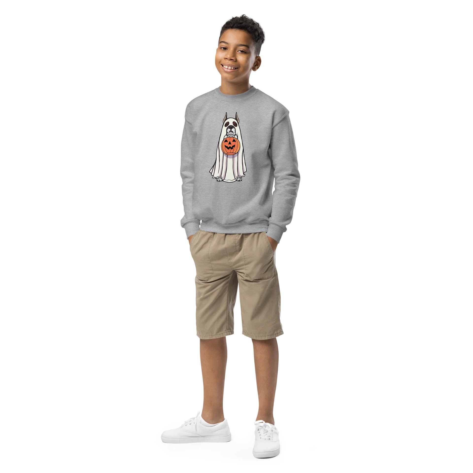 Halloween Boxer(Brindle, Cropped Ears) Youth Sweatshirt product image (7)