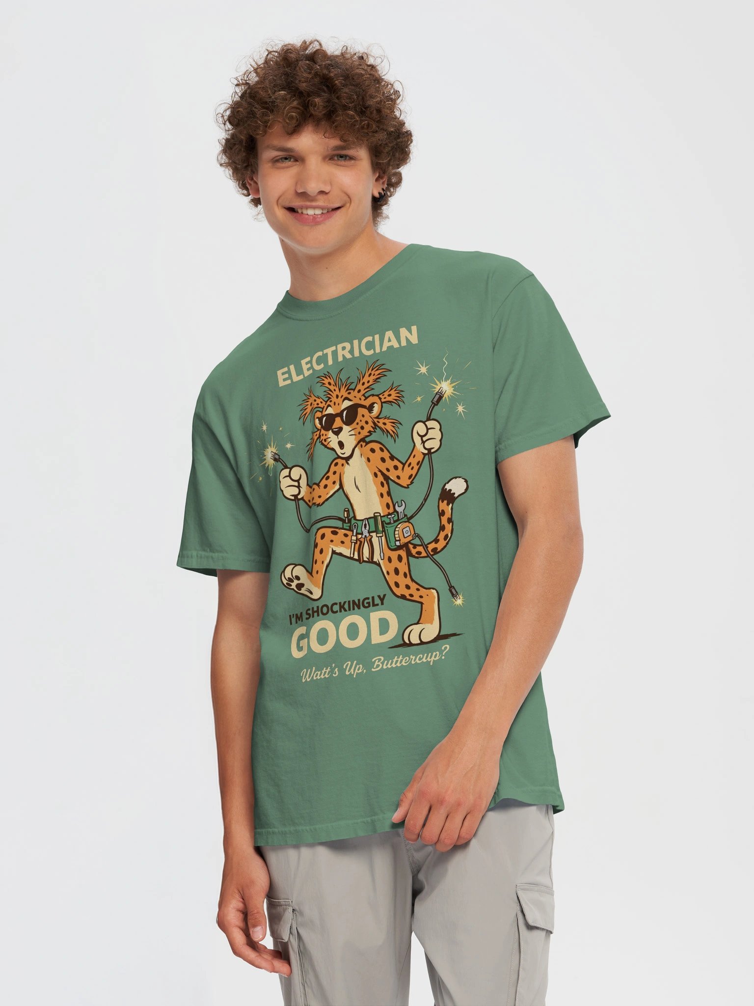 Shockingly Good Electrician cheetah Tee product image (5)