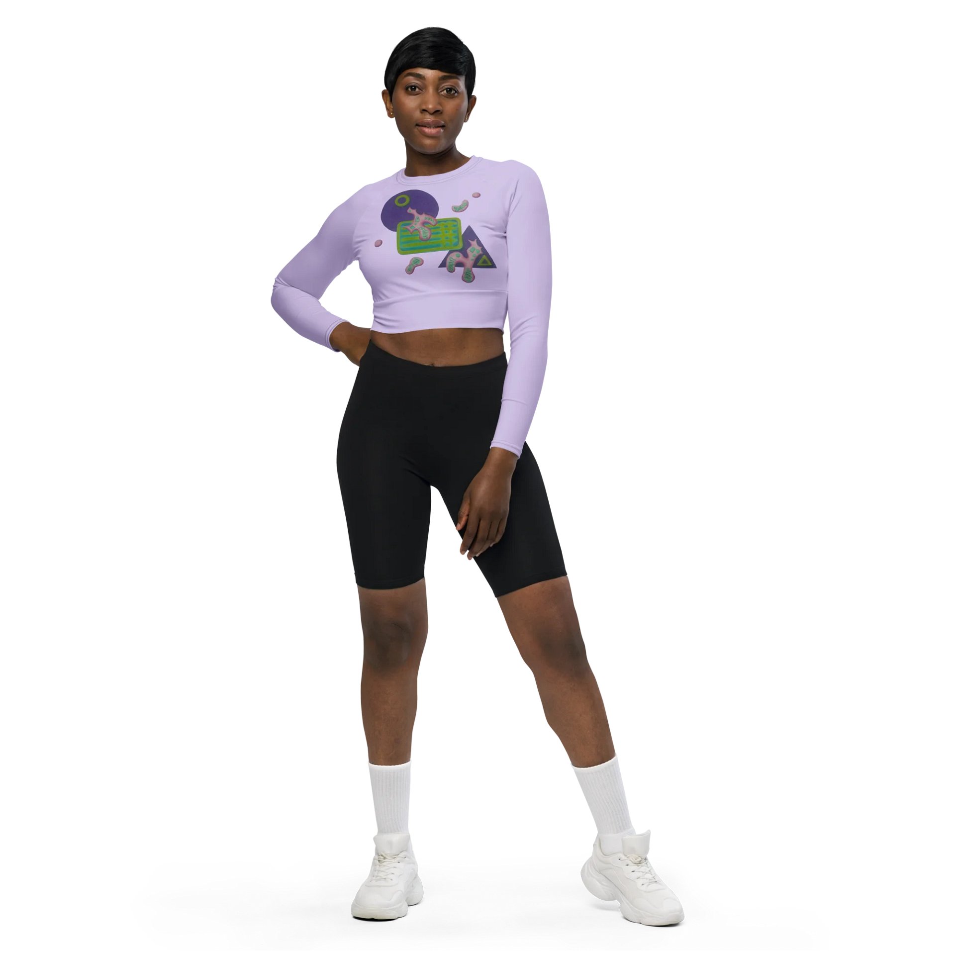 Shape Shenanigans Purple Long Sleeve Crop Top product image (3)