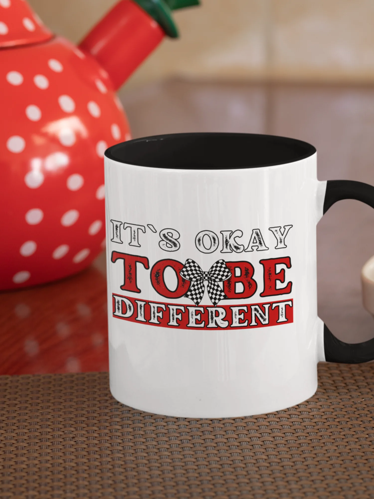 It`s Okay To Be Different, Checkered Bow Ceramic Mug product image (1)