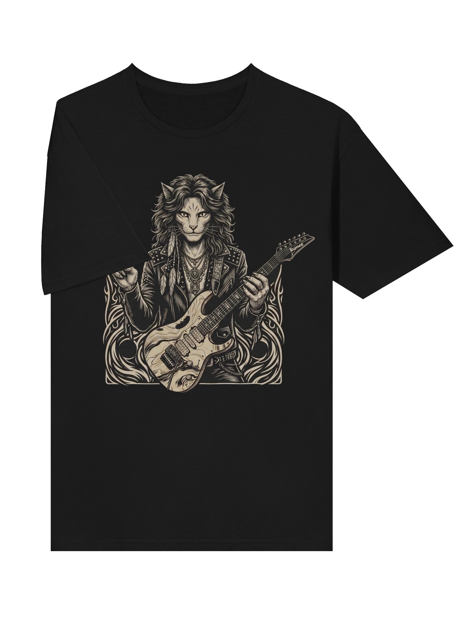 Steve Vai Cat Guitar T-Shirt | Funny Rock Music Guitar Tee product image (4)
