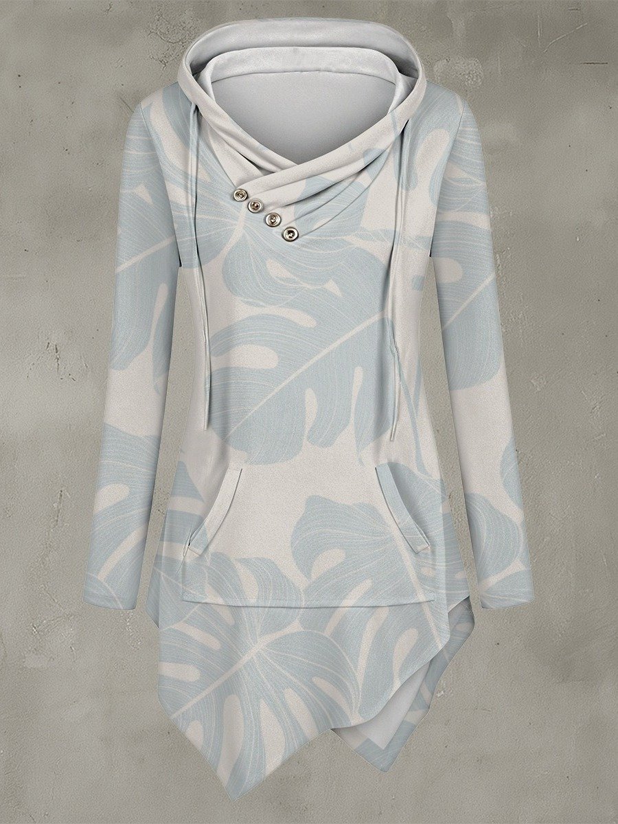 Monstera Leaf Crossover Longline Hoodie product image (1)