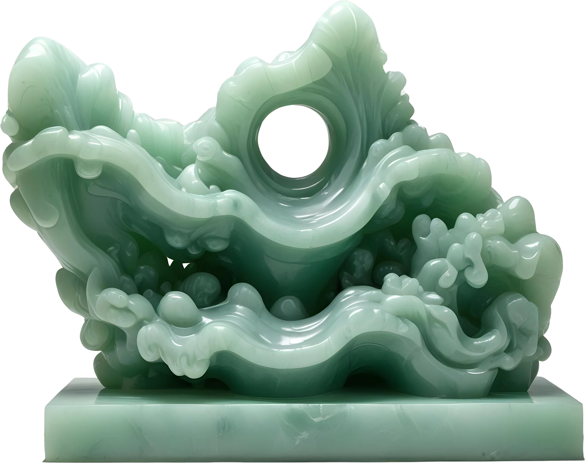 Jade Signature – Abstract Jade Wave Sculpture PNG product image (1)