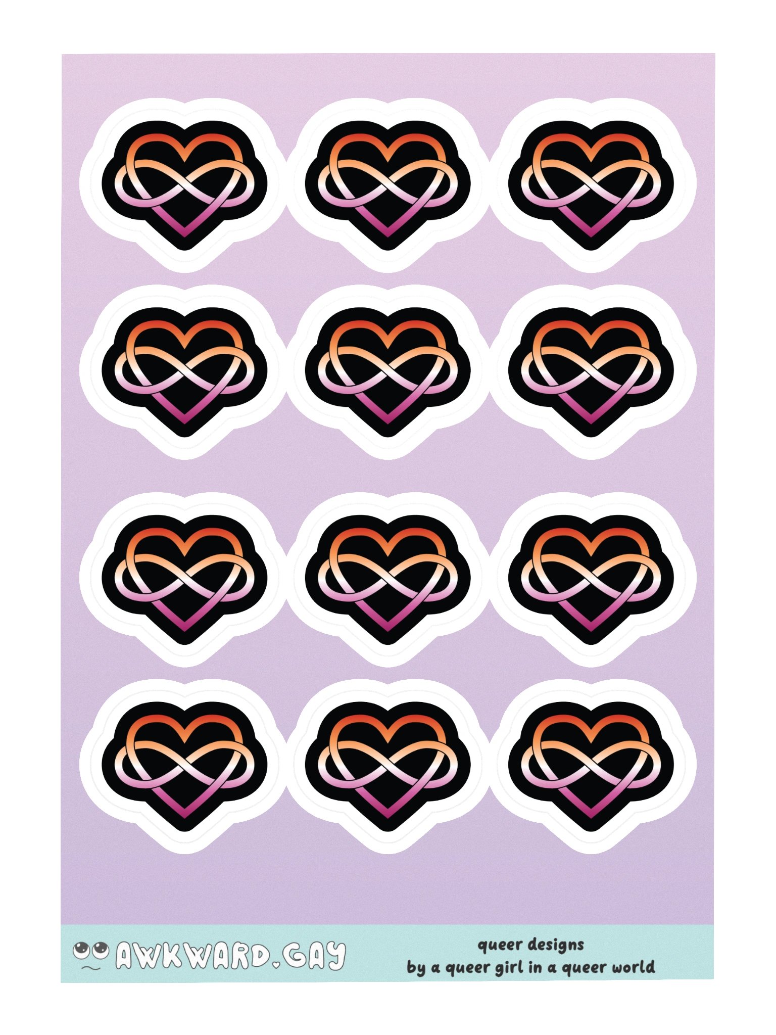 Lesbian Pride Gradient Polyamory Infinity Heart Sticker Sheet product image (3)