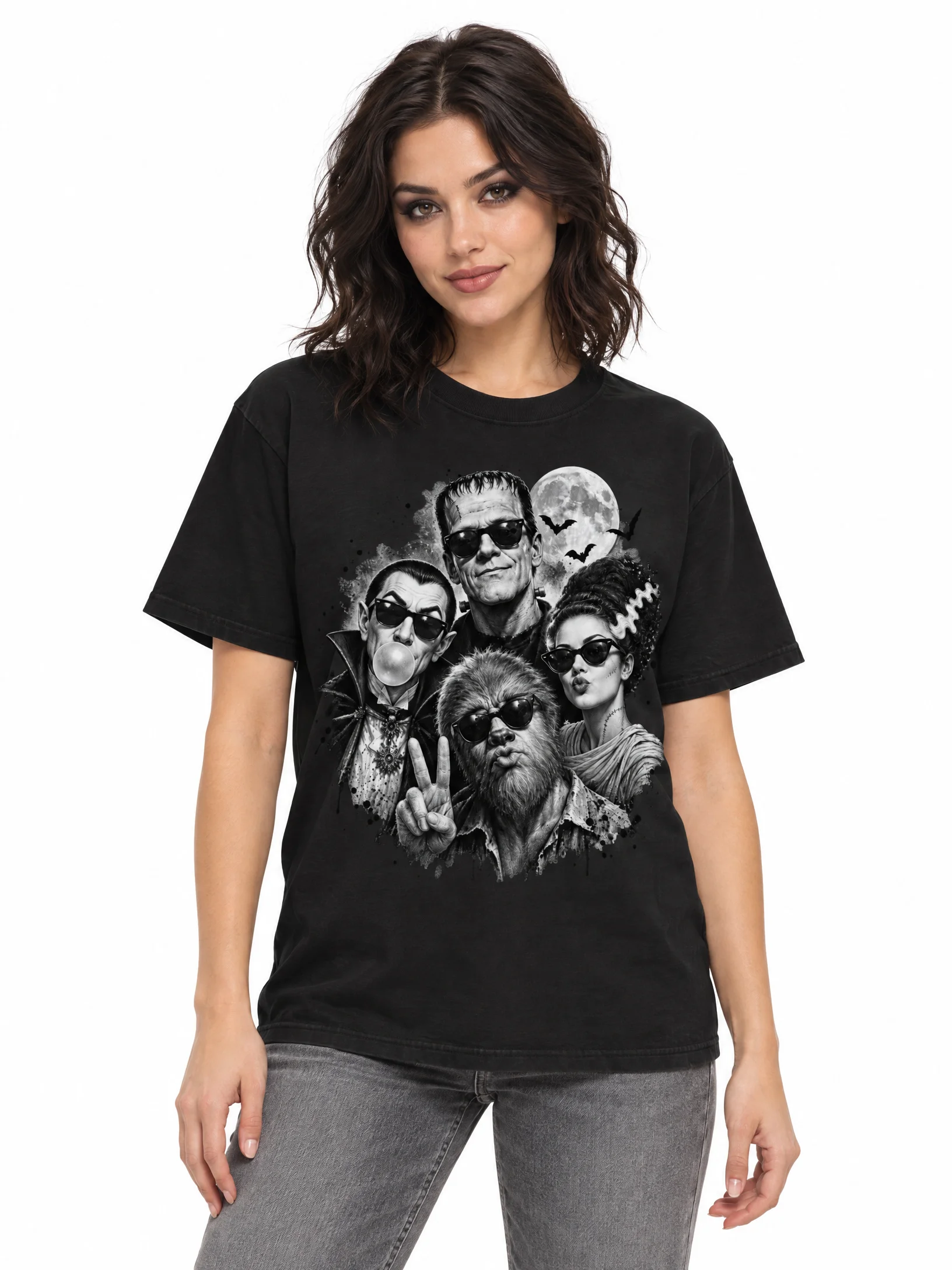 Classic Horror Monsters Selfie T-Shirt | Retro Cool Tee product image (3)