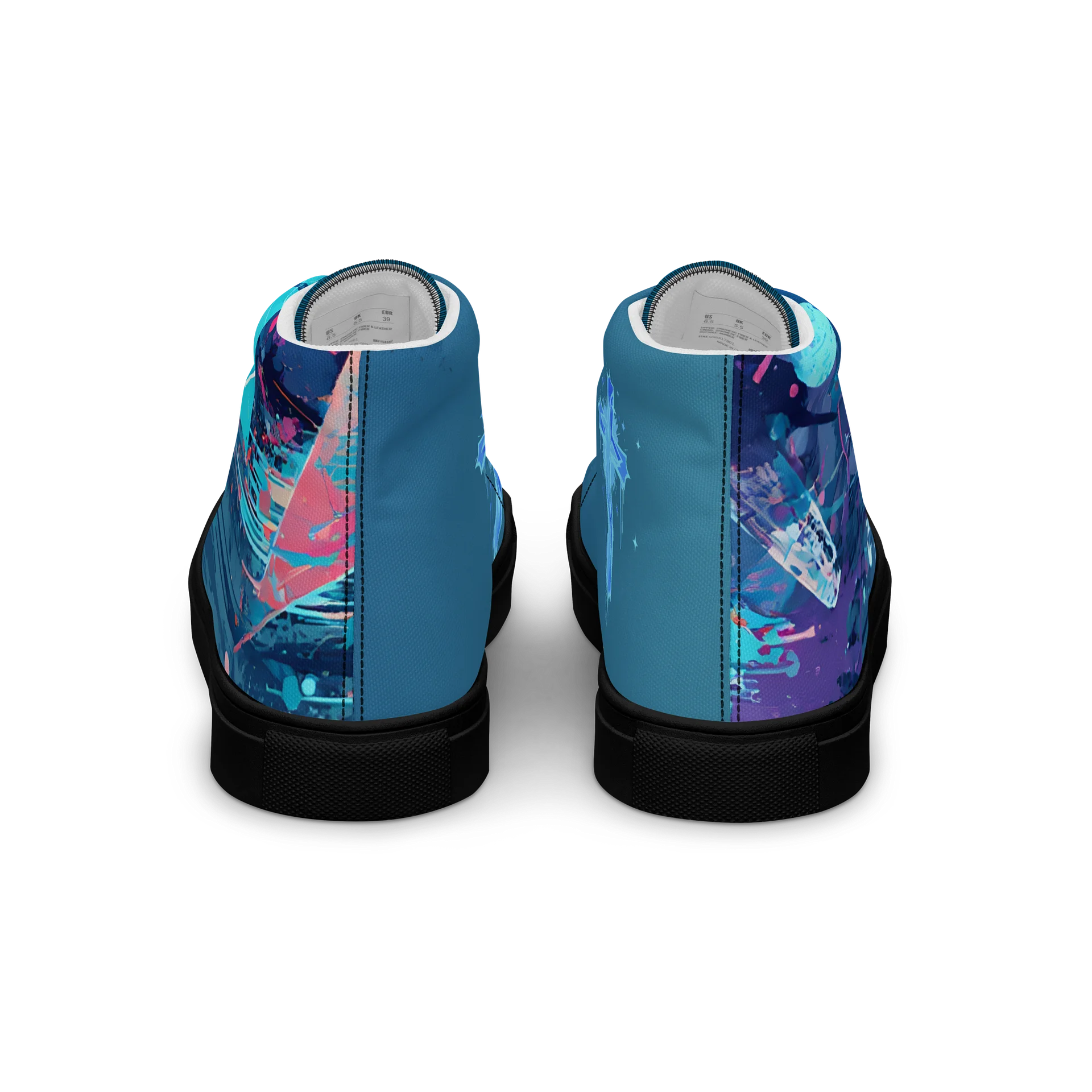 Neon Blue Graffiti Cross Mens High Top Shoes product image (6)