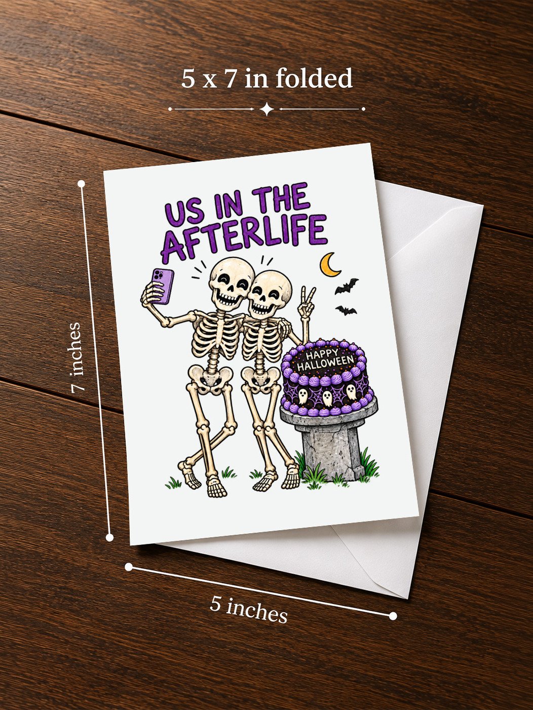 US IN THE AFTERLIFE: Funny Skeleton Best Friend/Partner Halloween Card product image (3)
