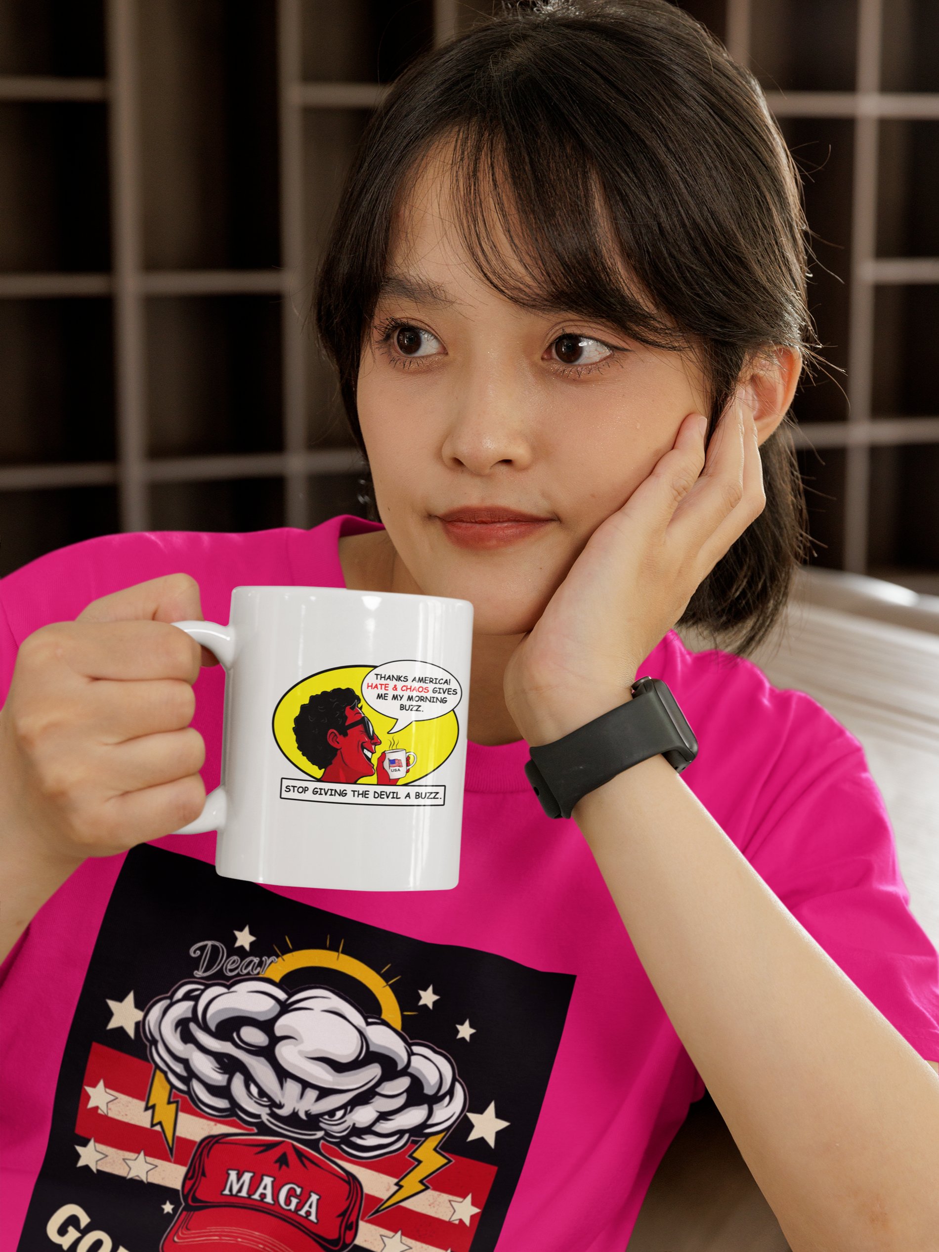 Stop Giving The Devil A Buzz Mug - Sarcastic Political Cup product image (2)