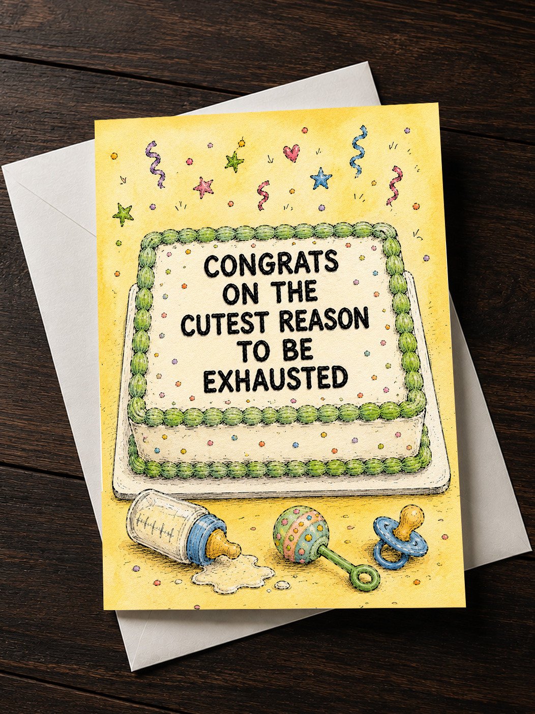 NEW BABY: Cutest Reason To Be Exhausted (5x7) Congratulations Card product image (1)