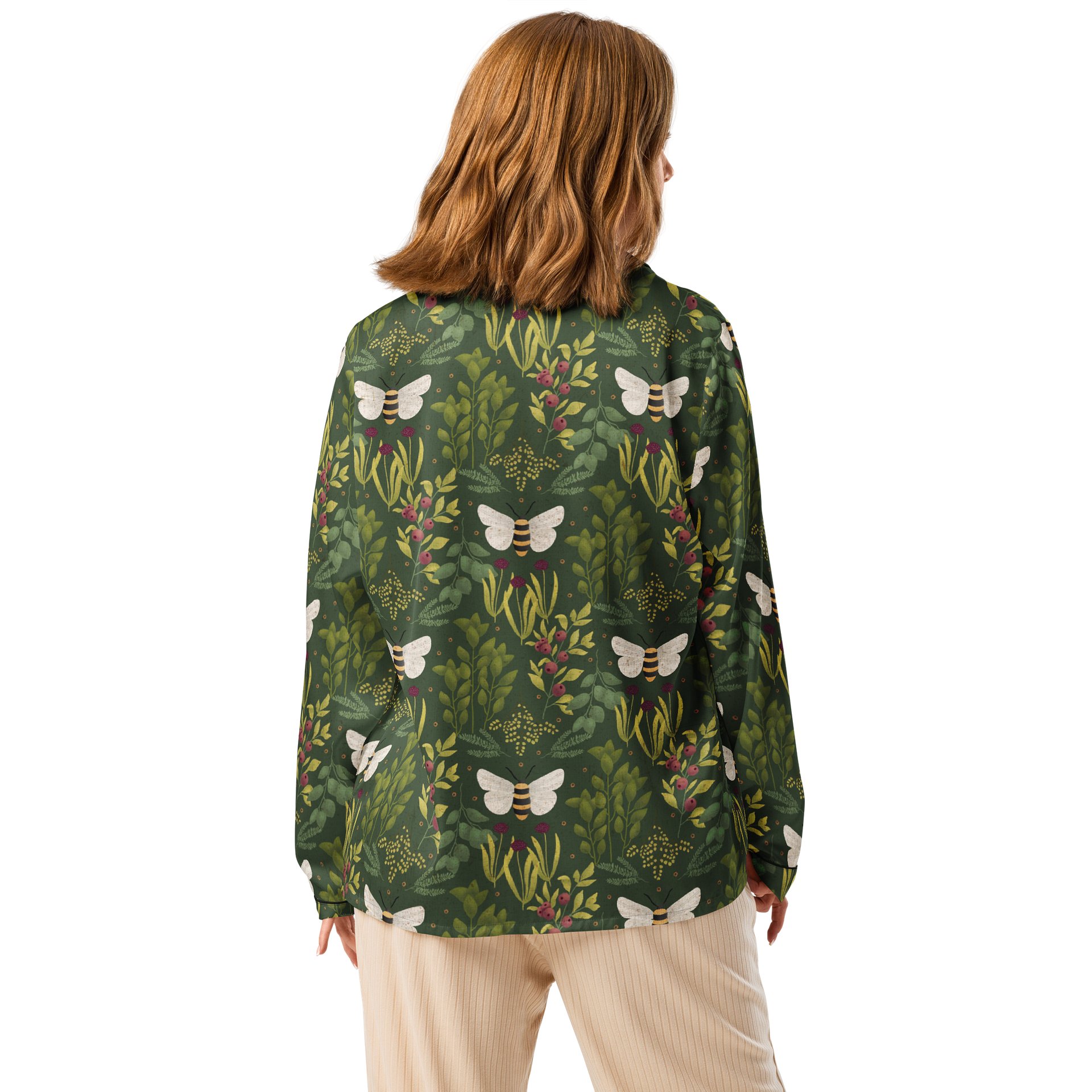 Bees and Foliage Ladies Long Sleeve Pajama Top product image (2)
