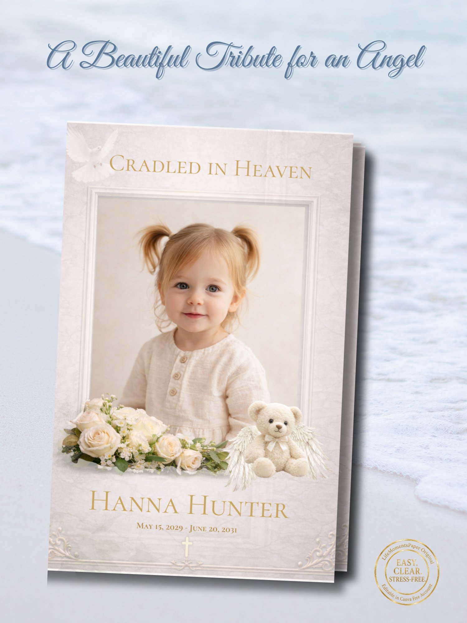 Baby Girl Funeral Program Template – Editable 4-Page Canva Bifold product image (1)