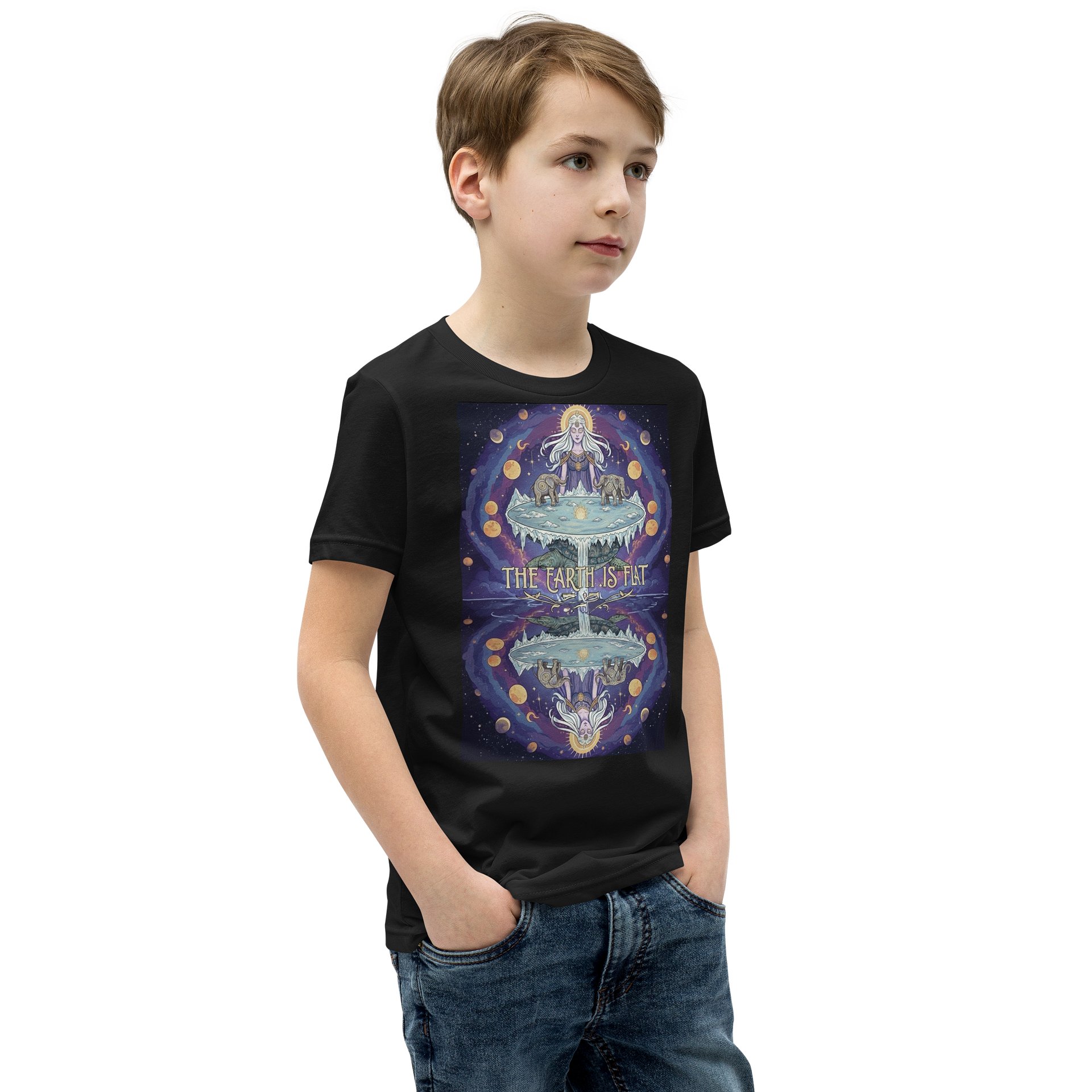 Cosmic Flat Earth Youth T-Shirt product image (2)