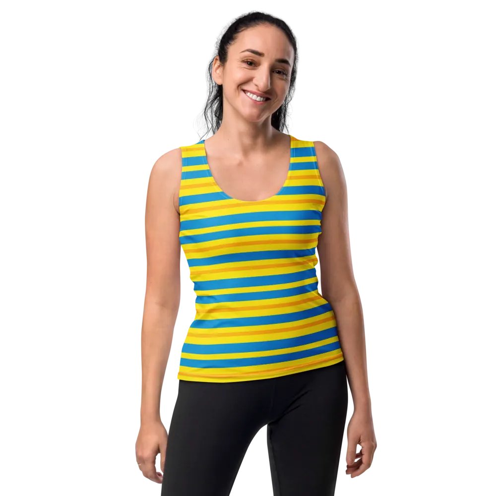 Cobalt Topaz Gold Striped Women's Tank Top product image (10)