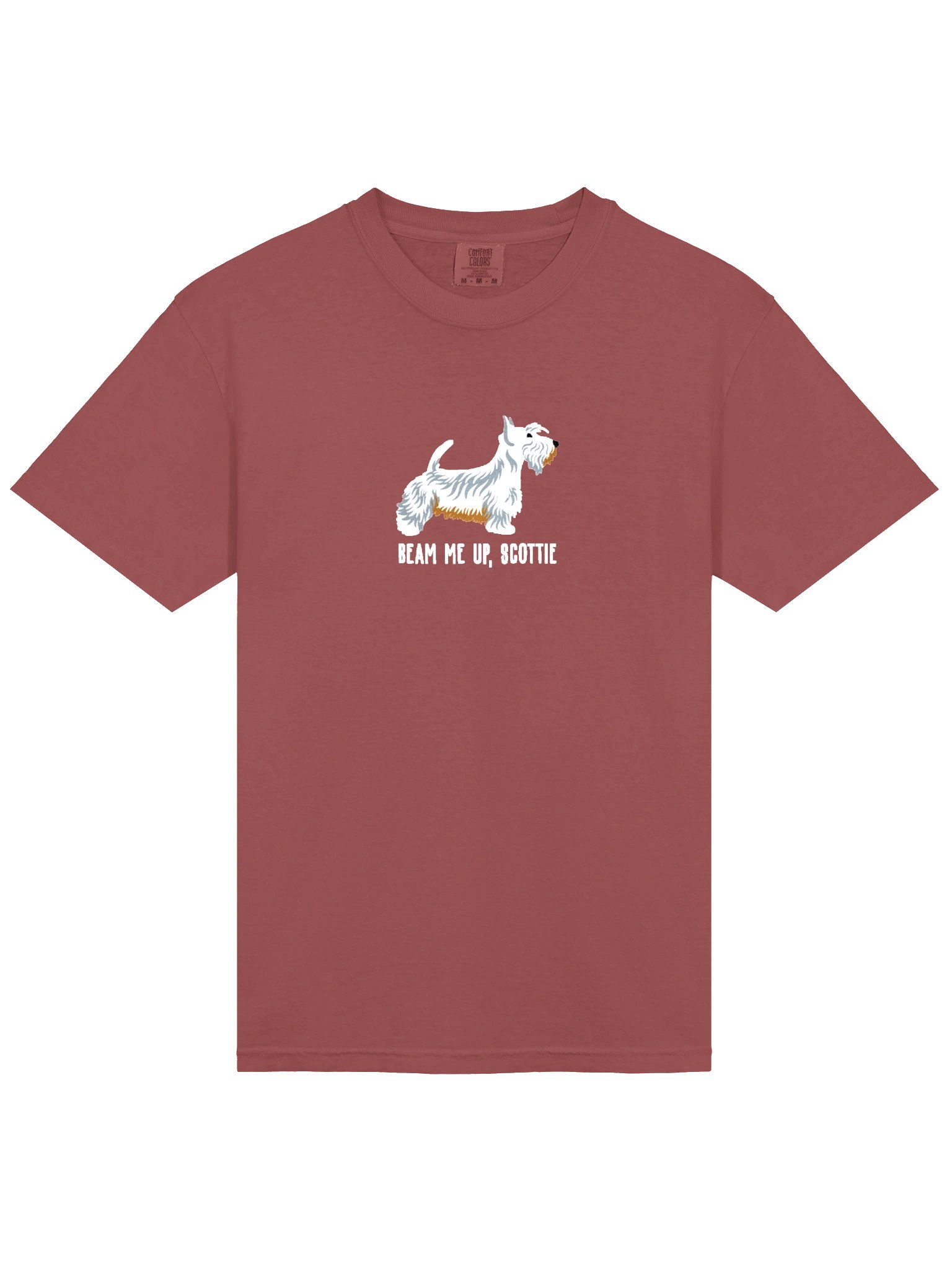 Beam Me Up, Scottie T-Shirt(Embroidered) of a Scottish Terrier(White) product image (6)