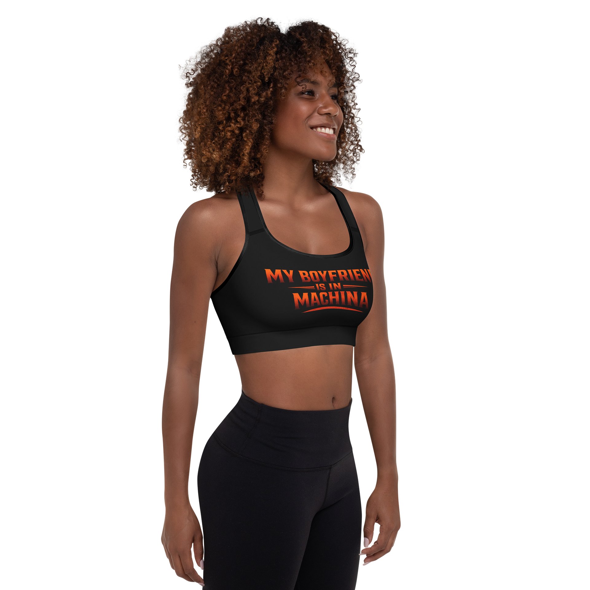 “My Boyfriend Is In Machina” Padded Sports Bra – Support the Machine product image (6)