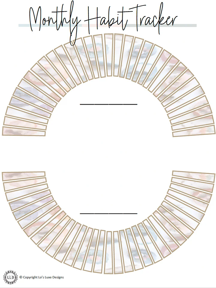 Monthly Habit Tracker - Vintage Semi Circle - 8.5x11 Printable product image (1)