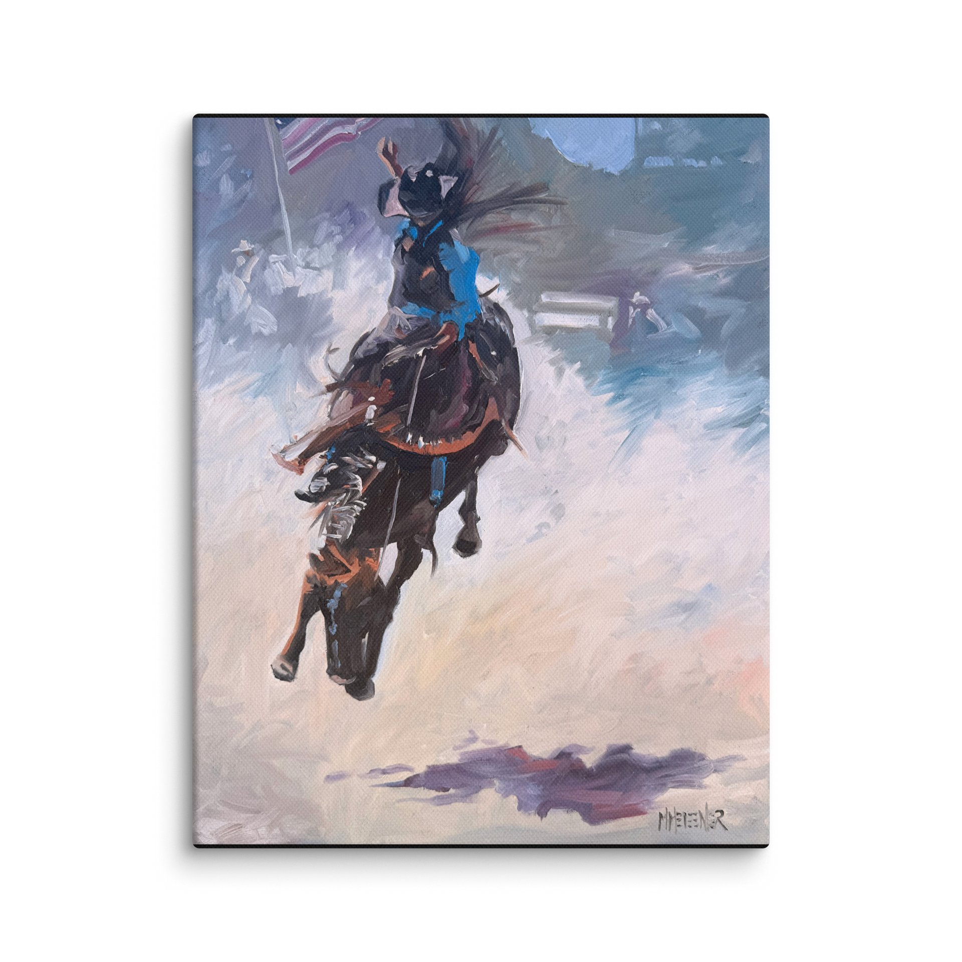 Bucking Bronc with flag - Gilcee Canvas product image (1)