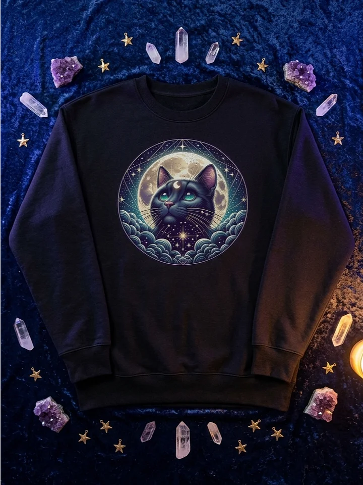 Mystical Stargazing Cat with Celestial Moon and Stars product image (1)