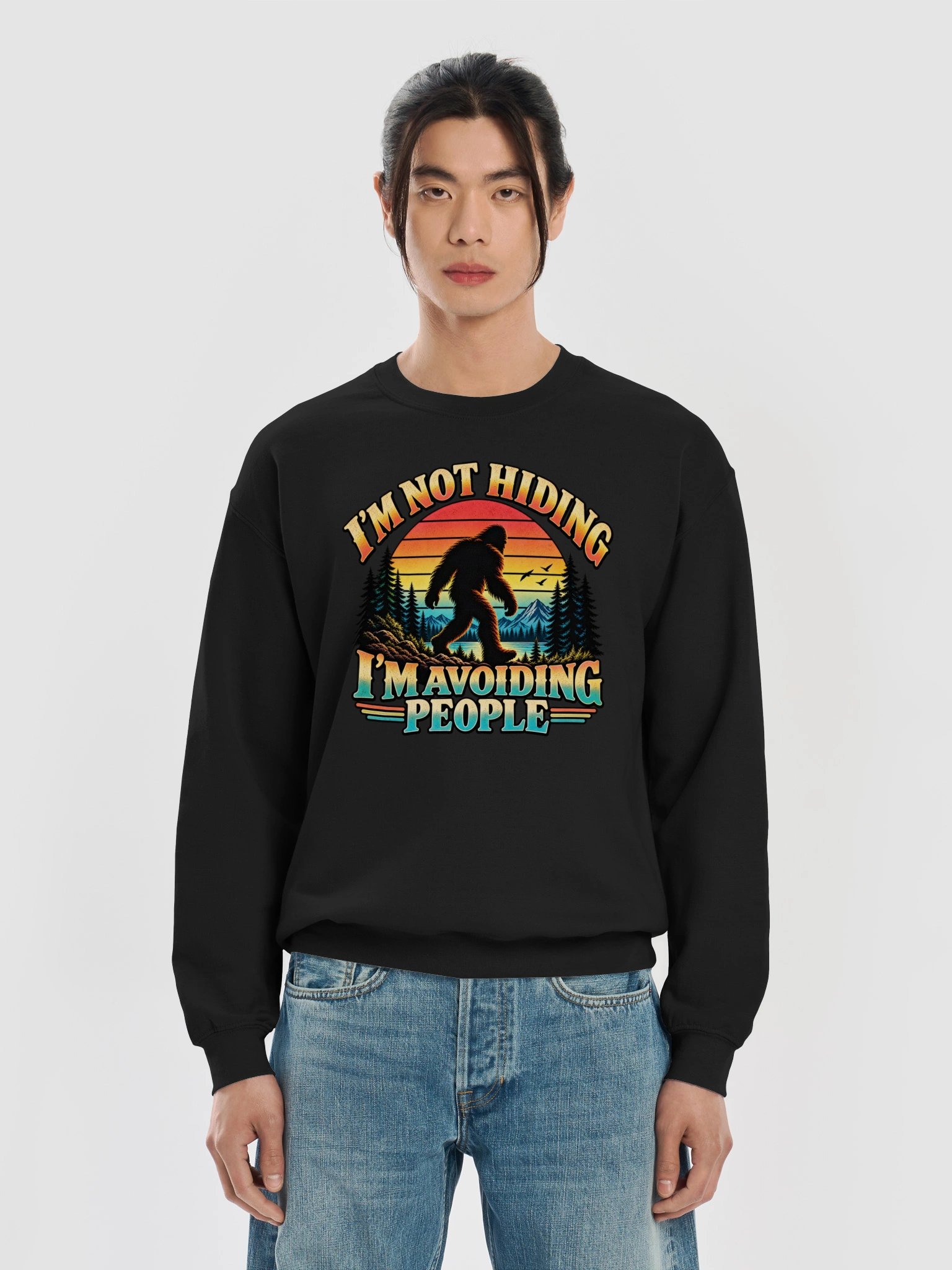 I'm Not Hiding – I'm Avoiding People | Gildan Bigfoot Crewneck Sweatshirt product image (5)