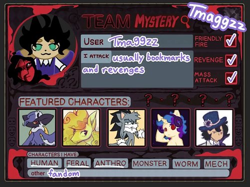 You should also follow Lovepompom and _Rory on Art Fight! The three of us are so excited for the event to start. Go team Myst...