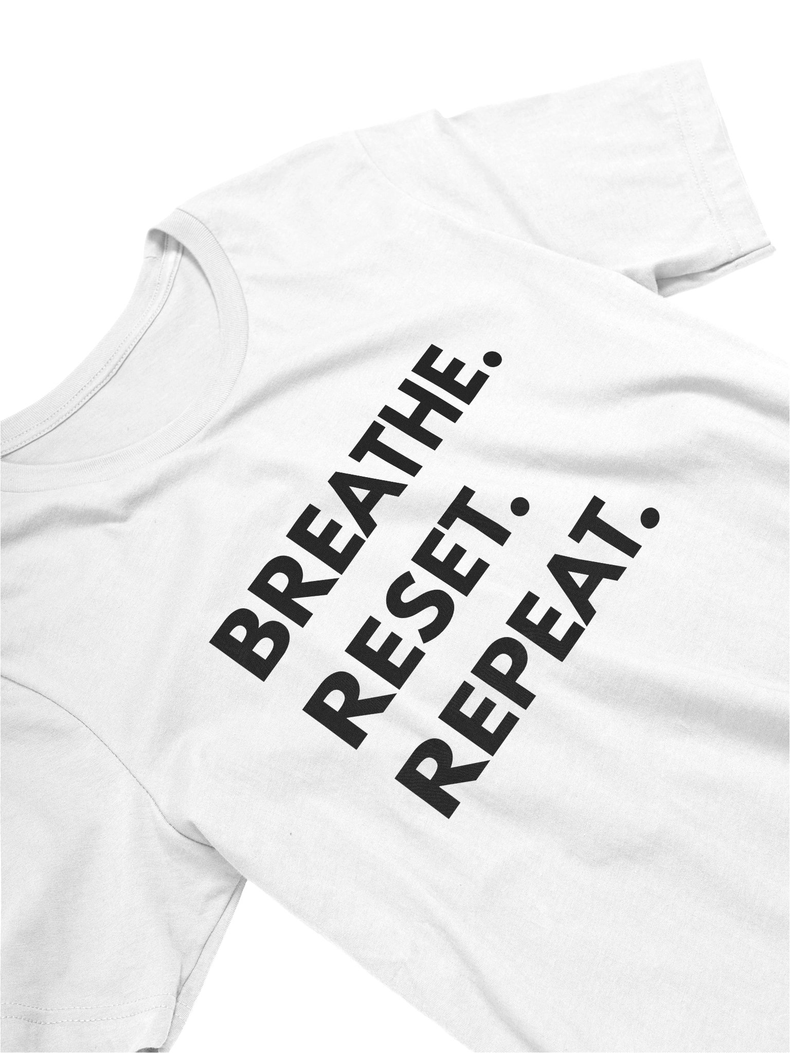Breathe. Reset. Repeat. — Minimal Typography Tee (White) product image (3)