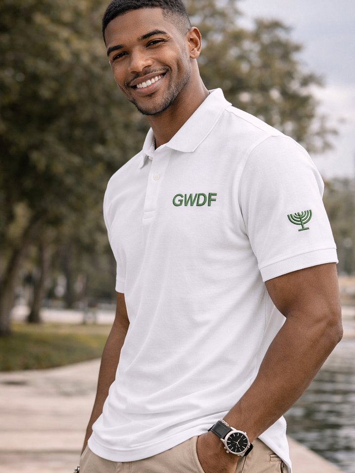 GWDF Signature Unisex Polo — Menorah Sleeve Edition product image (1)