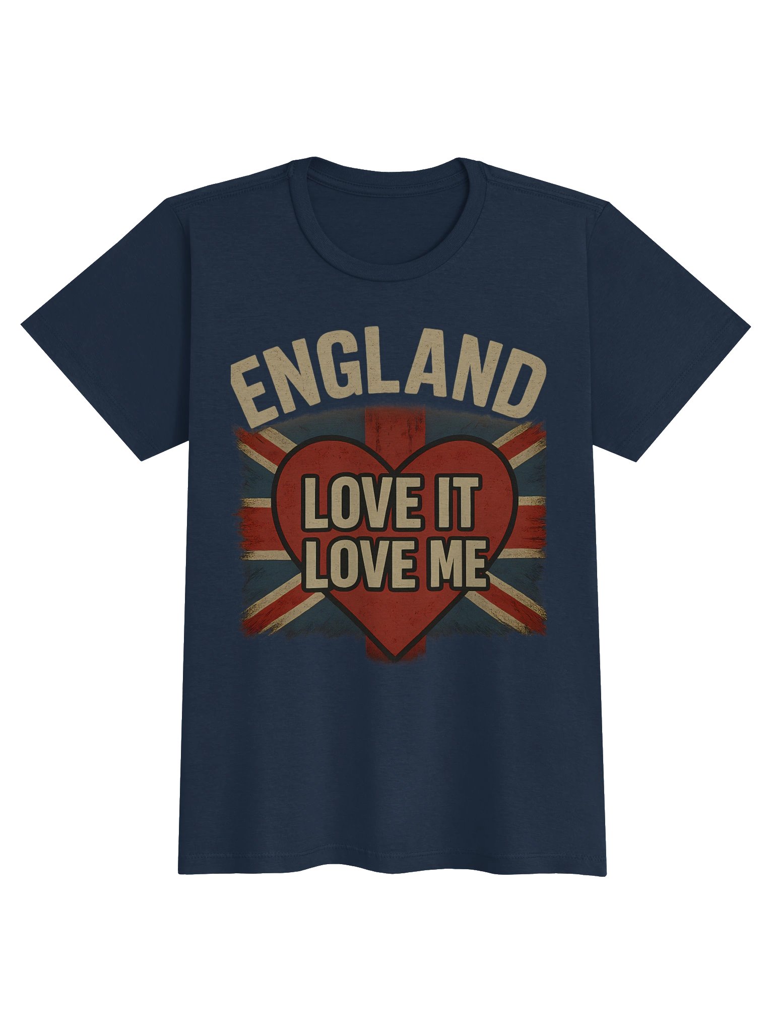 England "Love It, Love Me" Women’s T-Shirt | Vintage Union Jack & Heart Graphic Tee – Retro Supporters Style product image (2)